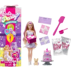 Party Unboxed Muñeca Morada con 10 Sorpresas>Barbie New