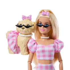 Twinning Looks nº 5 Muñeca Rubia con Conjunto de Ropa Rosa, Perrito y Accesorios>Barbie Hot