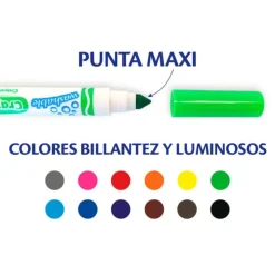 12 Rotuladores Súper Lavables Maxi Punta><noscript><img width=