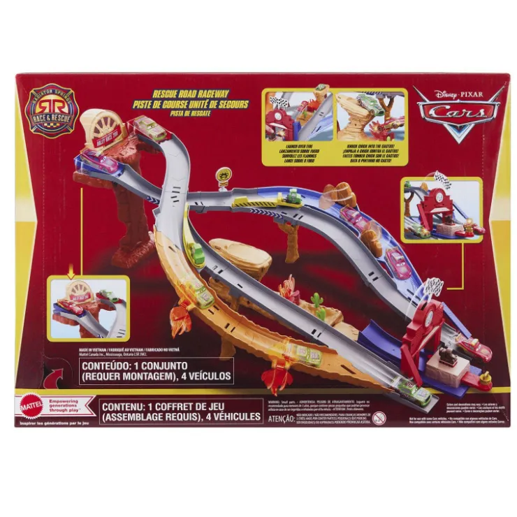 Pixar Cars Circuito de Carreras de Rescate de la Serie Rescate a Toda Máquina con 4 Coches>Disney Best