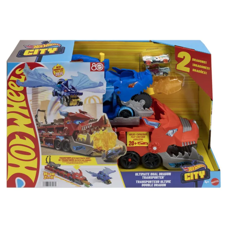 City Dragón Transportador con Ataque Doble Definitivo con 2 Coches>Hot wheels Clearance