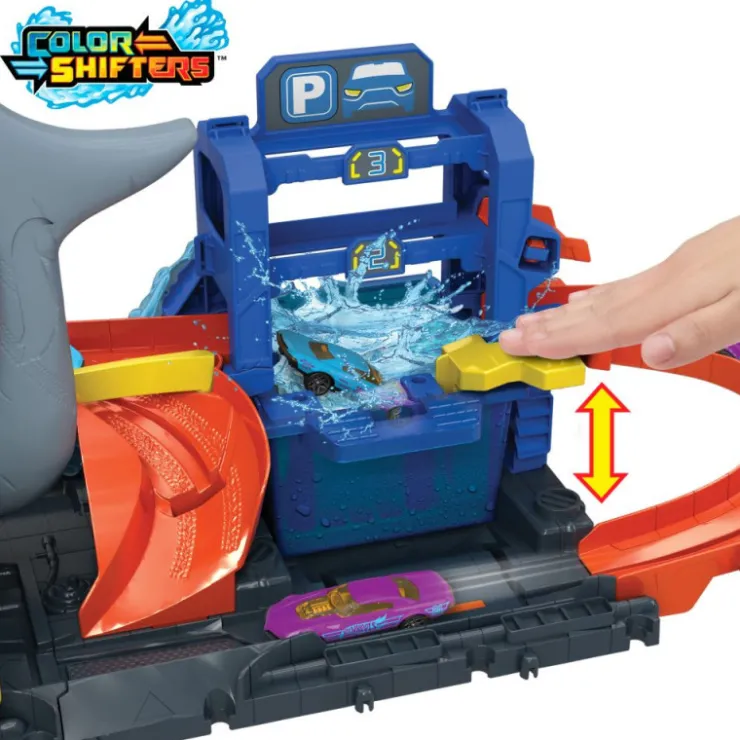 City Túnel de Lavado del Supertiburón Pista con Coche Reveal>Hot wheels Clearance