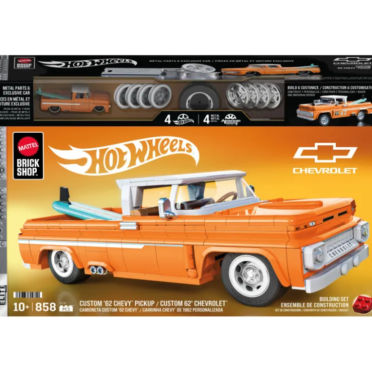 Mattel Brick Shop Hot Wheels Camioneta Custom 62 Chevy con 858 piezas>Otras marcas Clearance