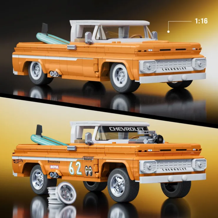 Mattel Brick Shop Hot Wheels Camioneta Custom 62 Chevy con 858 piezas>Otras marcas Clearance