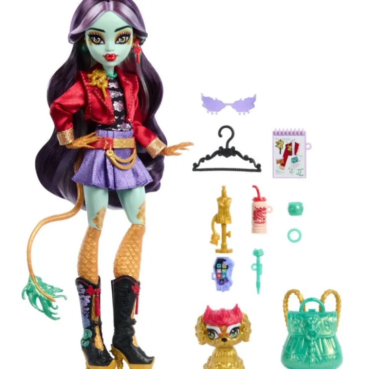 Jinafire Long Muñeca, Chica Dragón con Perrito Mascota Cloudy Yun Yun y 7 Accesorios>Monster high Sale