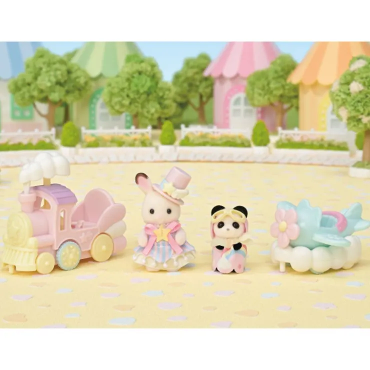 Crème Chocolate en Tren y Erin Panda en Avión>Sylvanian families Discount